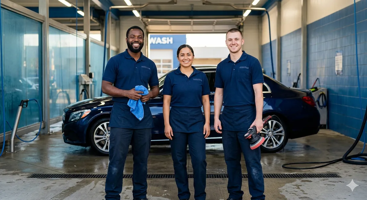 Equipa do Car Wash & Spa Carcavelos a trabalhar